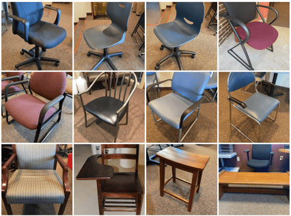 Individual shots of office chairs from the inventory listing