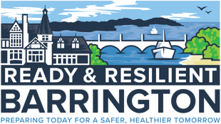 Ready & Resilient Barrington logo: Clip art coastline of Barrington with plan name